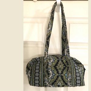 VERA BRADLEY Cambridge Barrel Bag Purse Blue Green White Carry On Tote Shoulder